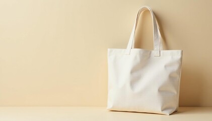 Small canvas tote, light beige, simple design, casual, strap