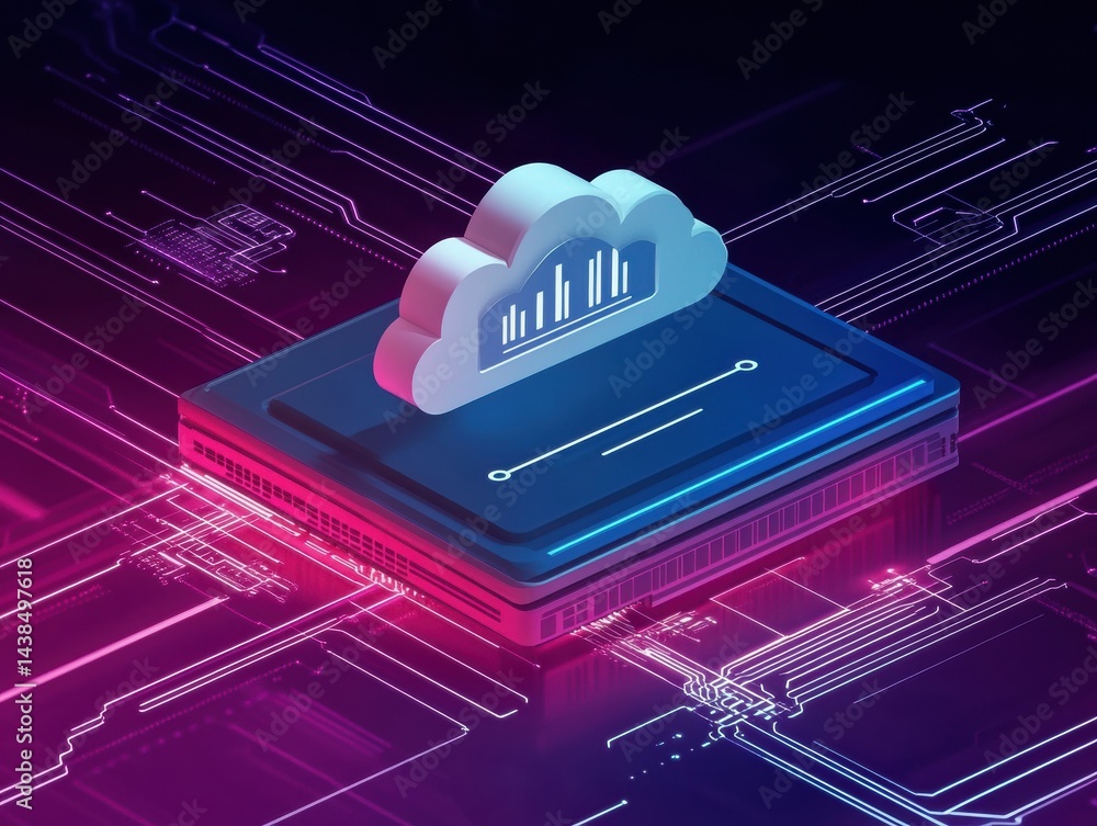 Aufkleber Cloud Computing Storage and Circuitry