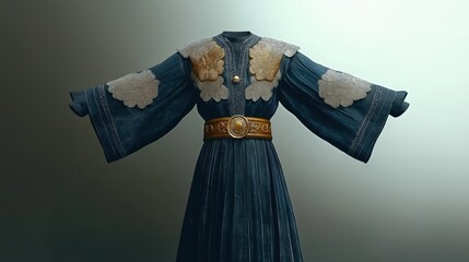 Ultra-high-resolution photorealistic studio shot. Russia, 1500s. The luxurious clothing of a nobleman is shown, demonstrating the wealth and high status of its owner.