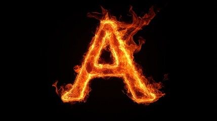 Fiery letter A against black background; abstract design (1)
