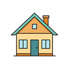 Simple Minimalist House Illustration on White Background
