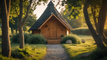 A snug cabin hideaway set in the landscape.