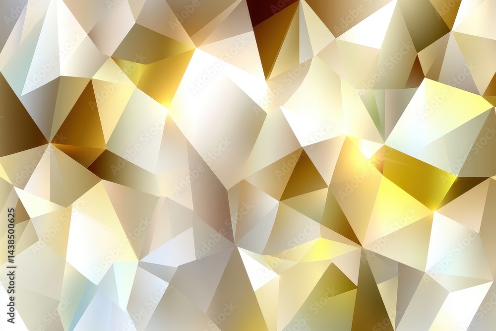 Poster geometric abstract background with gold and white polygonal shapes. a textured design with overlappi