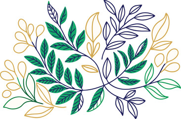 Elegant Green Gold and Blue Floral Design Element