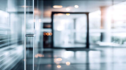 Modern office space with blurred doorway contemporary interior bright environment clear perspective