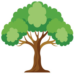 tree with green leaves vector with withe background
