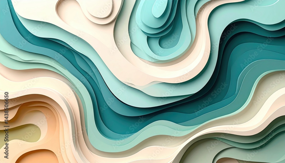 Poster flowing abstract design digital art colorful layers creative environment aerial view artistic concep