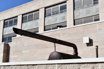 Generator muffler and exhaust pipe. City museum backup power.