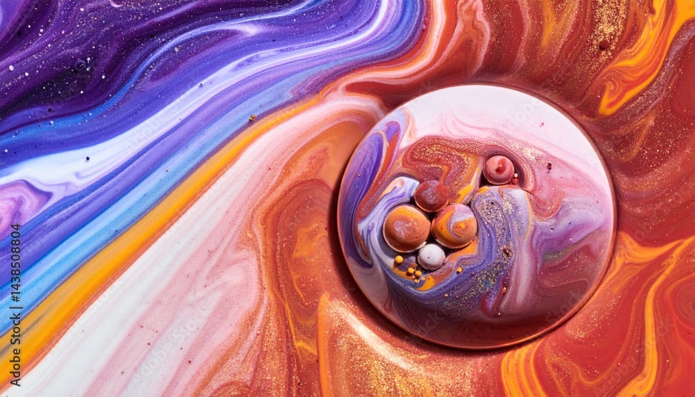 Aufkleber vibrant abstract art creation studio digital artwork colorful swirl patterns close-up view modern ae