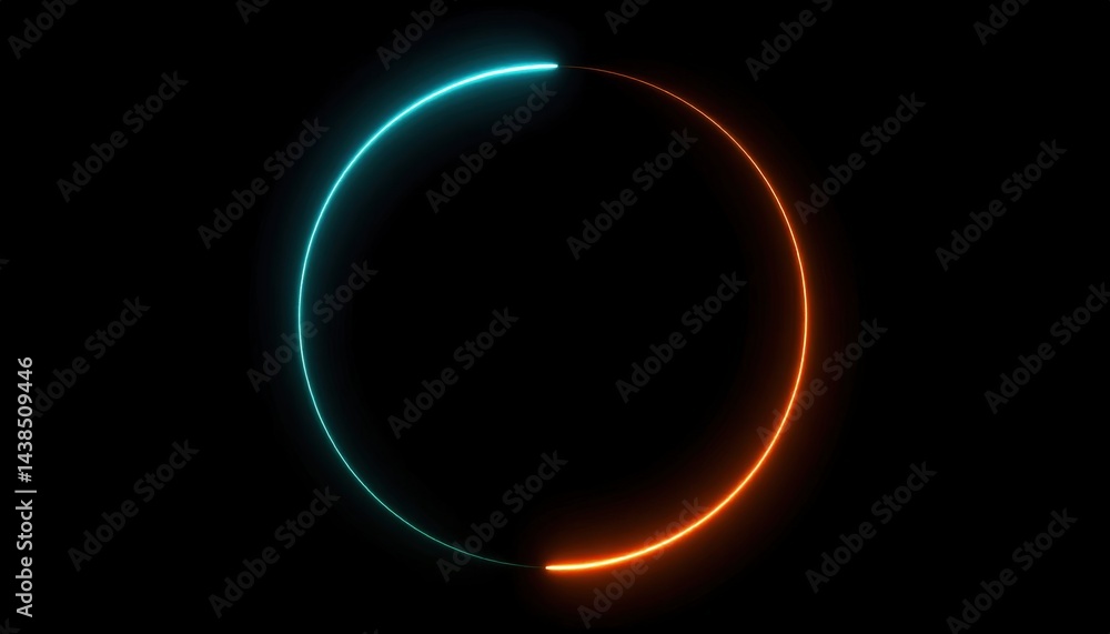 Poster dynamic neon circle animation abstract art digital design dark background 3d perspective conceptual 