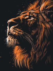 Lion with a very long mane and a very long tail