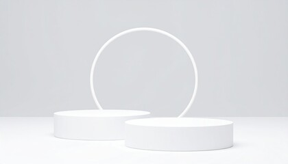 Minimalist white geometric art installation studio space photography contemporary design close-up view creative aesthetics