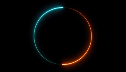 Dynamic neon circle animation abstract art digital design dark background 3d perspective conceptual visualization