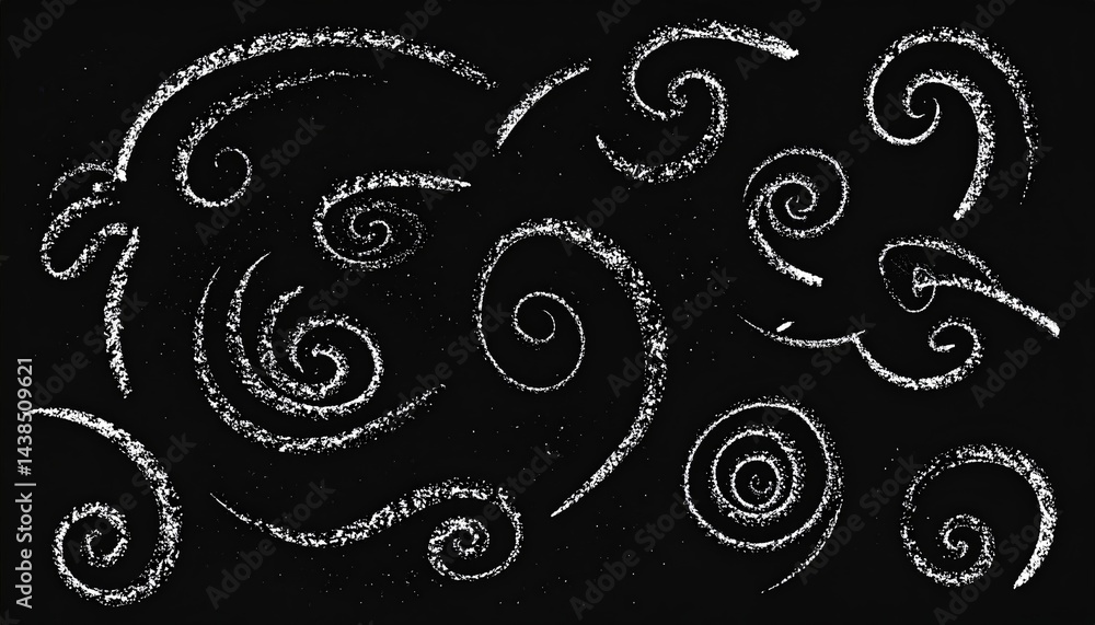 Aufkleber dynamic swirling patterns abstract art digital illustration black background creative design visual 