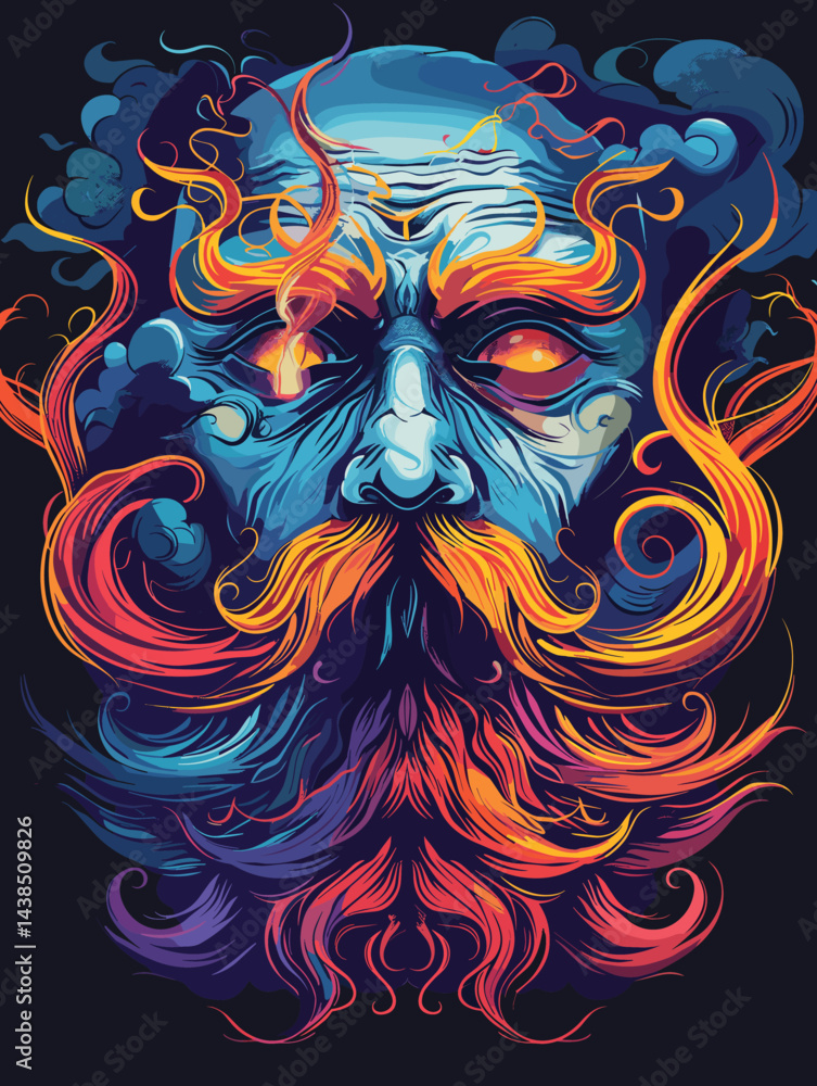 Poster man with a beard and a beard with a beard
