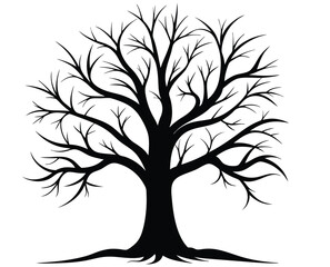 Black and white Bare Tree vector isolated on a white background