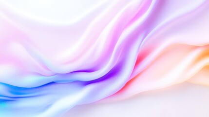 Obraz premium Pastel Silk Fabric Drape, Soft Light, High-Resolution Image, Wide Angle Shot, Smooth Flowing Texture, Elegance Concept, White Background, Dreamy Rainbow Hues, Ideal for Fashion Ads