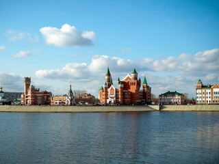 Naklejka premium Yoshkar-Ola. Embankment of Bruges. European style of buildings.