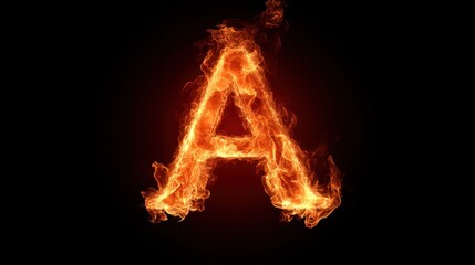 Fiery letter A on black background; design element (1)
