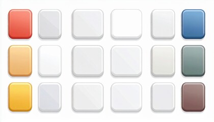 Colorful squares display modern art gallery digital design minimalist environment eye-level view color theory exploration