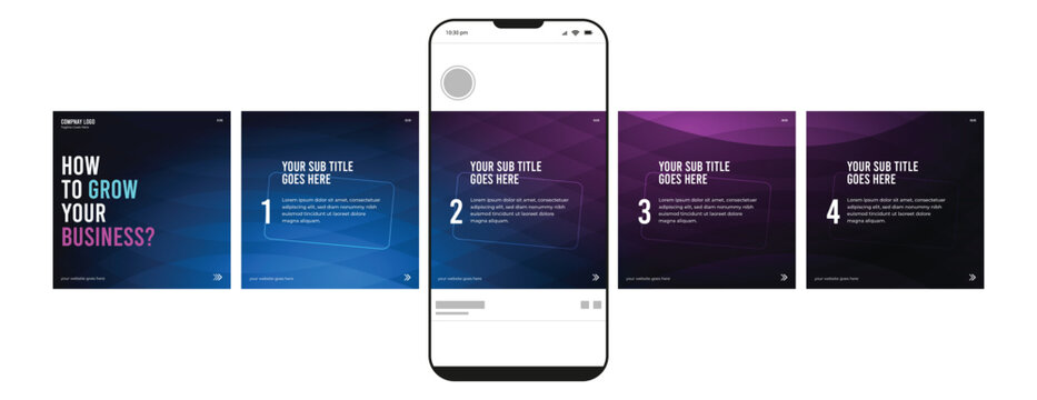 Set of Linkedin Carousel Post, editable social media Instagram carousel post, modern and creative business carousel post template, eps 10.