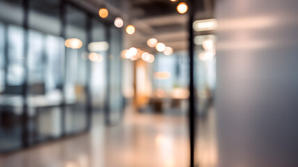 Fototapeta premium Blurred office interior with doorway modern business space contemporary environment abstract view