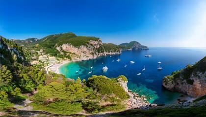 Obraz premium panoramic view of paleokastritsa bay corfu island greece