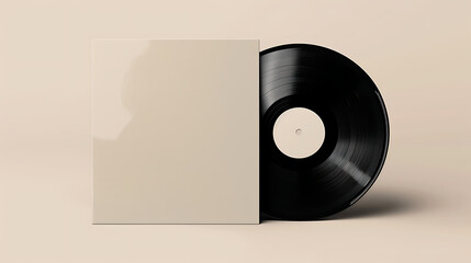 Vinyl Record with Blank Sleeve Mockup