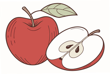 red apple with leaf
