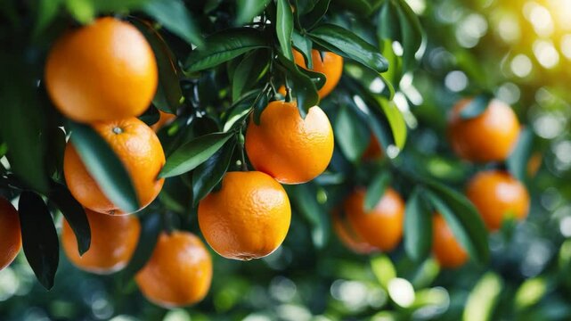 Clementines maturing on a tree
