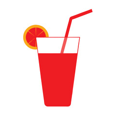 Glass of Lemon Cocktail with Straw Vector Art Design Fresh and Vibrant Drink Illustration