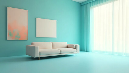 Minimalist living room wall interior design and scandinavian modern home interior cozy sofa mid century furniture