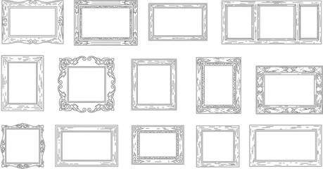Collection of Black and White Picture Frames - Vector Graphic