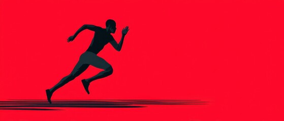 Obraz premium Sleek Vector Runner in Forward Motion Over Intense Solid Background