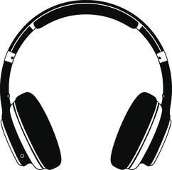 Sleek Wireless Headphones - Black and White Vector Graphic