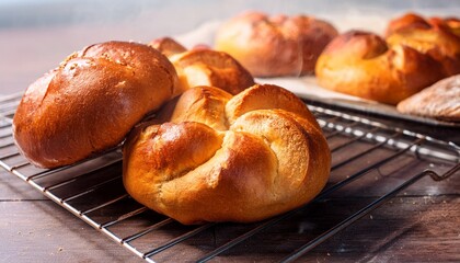 hot and homemade crispy kaiser buns baked in bakehouse
