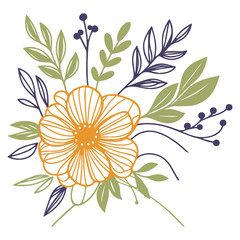 Botanical floral sketch. One line flower drawing. Minimalist design. Hand drawn flowers. Contemporary cushion pattern.

