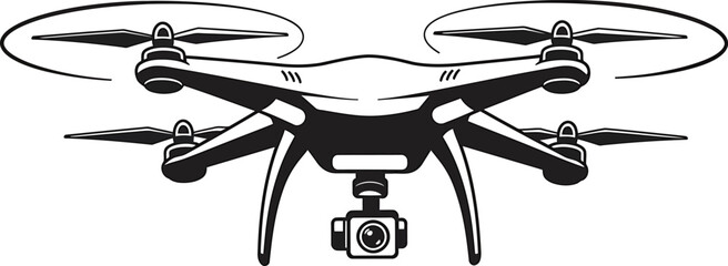 Black and White Vector Drone with Camera