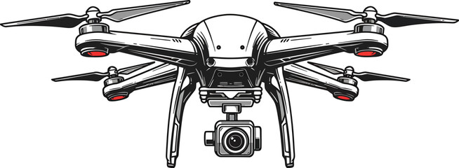 Black and White Vector Drone with Camera