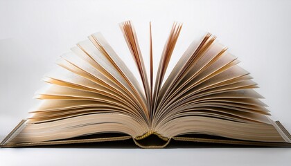 Fototapeta premium an open book with pages fanned out symbolizing knowledge and learning white background