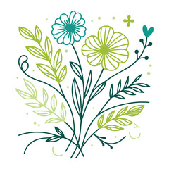 Floral outline pattern. Botanical sketch design. Minimalist flowers artwork. Fine print cushion print. Contemporary style.

