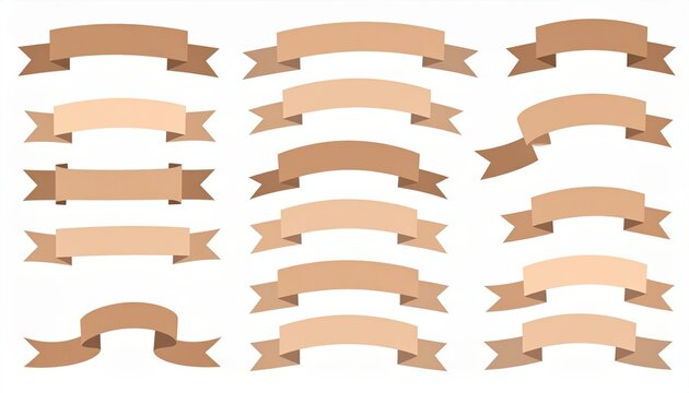 Decorative ribbon collection studio showcase graphic design clean background top-down view versatile design elements
