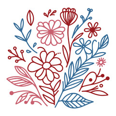 One line botanical art. Floral outline sketch. Minimalist floral design. Hand drawn flowers. Contemporary cushion pattern.

