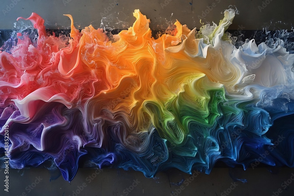 Poster a vibrant explosion of color: conceptual fluidity in spectrum gradient composition