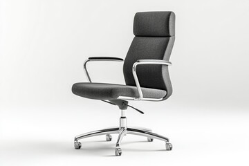 Modern gray fabric office chair with chrome base and adjustable height, perfect for workspace.