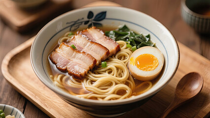 Popular Japanese food noodles. Ramen is a popular Japanese noodle with chashu pork. Japanese braised