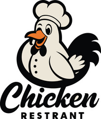 Cartoon Chicken Chef Restaurant Logo Design