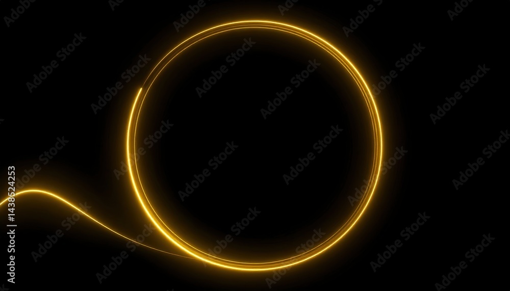 Poster dynamic golden light loop abstract visual art digital creation dark background close-up modern desig