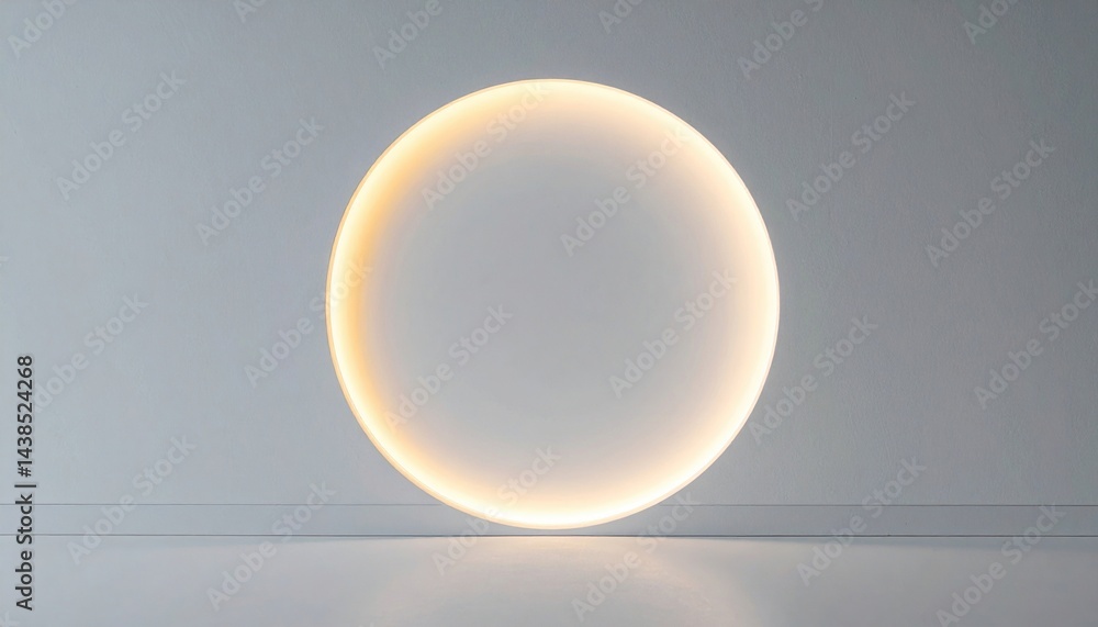 Poster illuminated circular design element modern gallery artistic installation minimalist environment pers