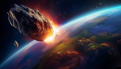 a large asteroid flying towards earth